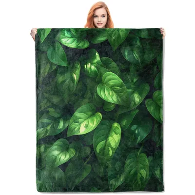 Pothos Leaves Pattern Blanket: Green Foliage Design for Plant Lovers