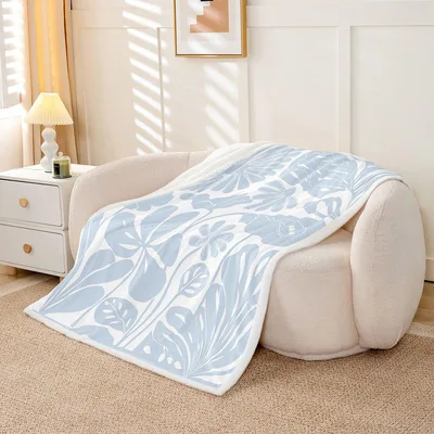 Light Blue Floral Pattern Blanket