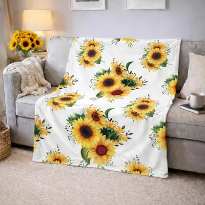 Sunflower Floral Pattern Blanket No. 2: Bright yellow