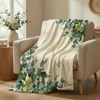Eucalyptus Floral Botanical Leaves Blanket No. 2