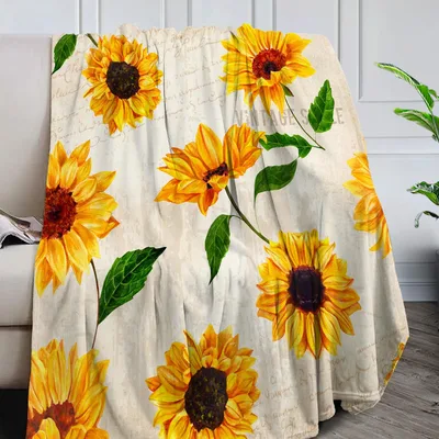 Sunflowers on Cream Background Blanket