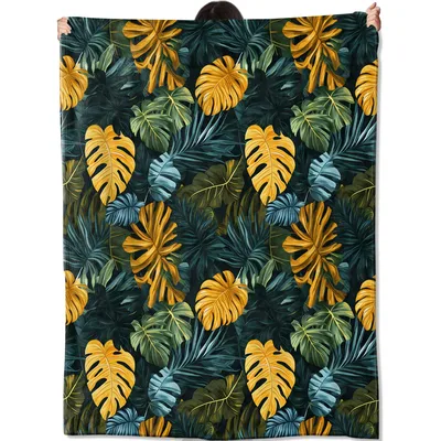 Tropical Monstera Leaves Pattern Blanket: Lush Botanical Art for Home