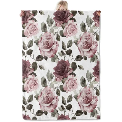 Vintage Pink Rose Pattern Blanket featuring elegant watercolor roses