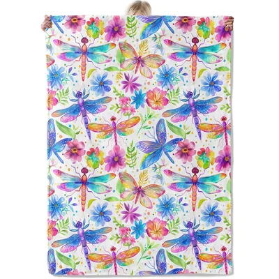 Dragonfly and Butterfly Floral Blanket
