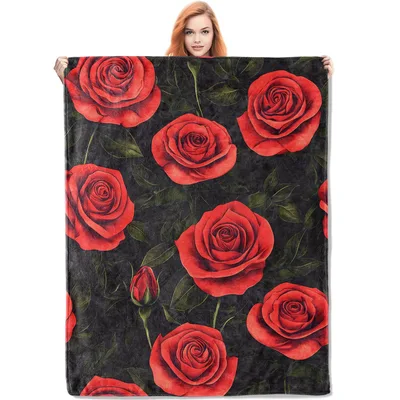 Red Roses on Black Blanket: Bold Floral Art for Your Home