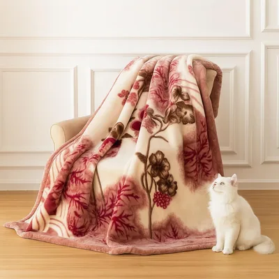 Red Floral Vines Pattern Blanket featuring vintage botanical art