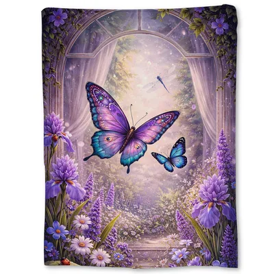 Purple Butterfly in Lavender Blanket