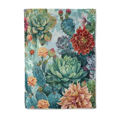 Cactus and Succulent Garden Blanket: Watercolor Desert Botanicals