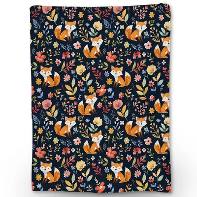 Foxes and Flowers Pattern Blanket: Cute Fox Floral Design