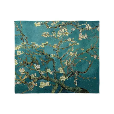 Almond Branches in Bloom Blanket: Van Gogh Inspired Floral Art