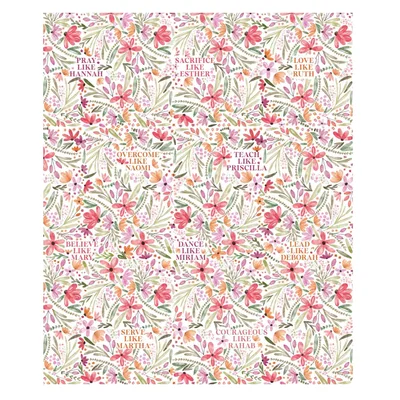 Pink Wildflowers Pattern Blanket: Women of the Bible Floral Design