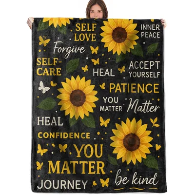 Sunflowers with Inspirational Words Blanket: You Matter Design