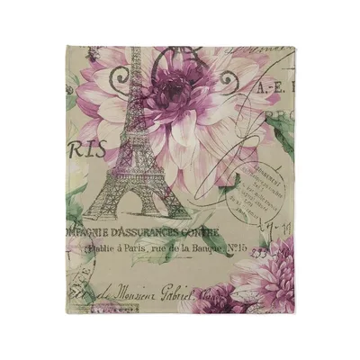 Paris Eiffel Tower with Roses Blanket: Vintage Floral Art Design