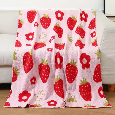 Red Strawberries and Flowers Blanket: A Cozy Fruit Pattern for Home