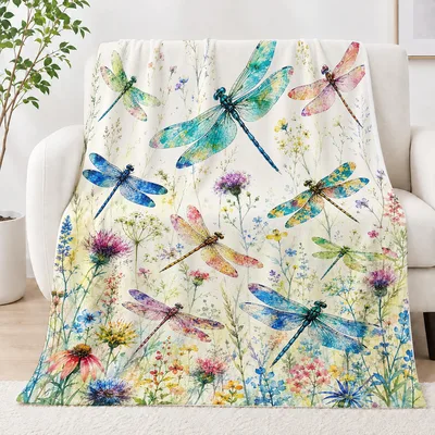 Dragonflies and Wildflowers Blanket