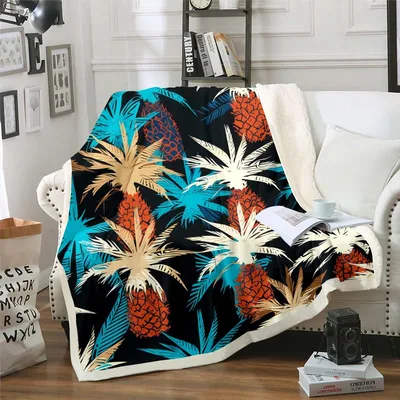 Pineapple Tropical Leaves Pattern Blanket for a Bold Room Accent