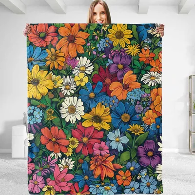 Colorful Wildflower Garden Blanket