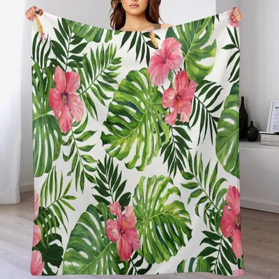 Tropical Leaves and Hibiscus Blanket: Bring the Garden Indoors
