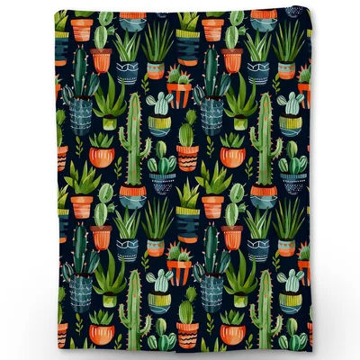 Cactus and Succulent Pots Blanket: Potted Plant Pattern for Gardeners