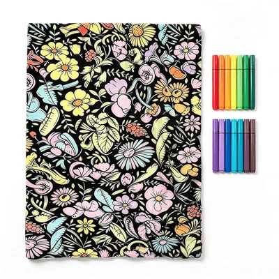 Floral Butterfly Coloring Pattern Blanket: Creative Floral Design
