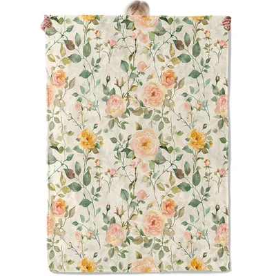 Watercolor Rose Floral Pattern Blanket: Vintage Garden Vines