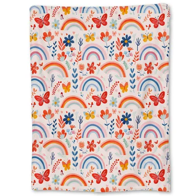 Rainbow Butterfly Flower Pattern Blanket: A Whimsical Nature Print