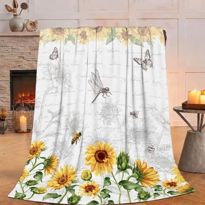 Sunflowers Butterflies and Dragonflies Blanket