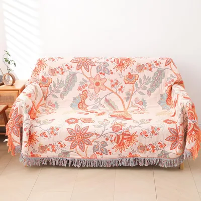 Boho Floral Cotton Pattern Blanket featuring rustic floral prints