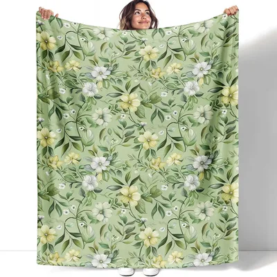 Yellow and White Flowers Blanket: A Botanical Print for Garden Lovers