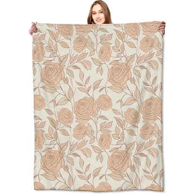 Rose Floral Pattern Blanket: Elegant Rose Illustration Throw