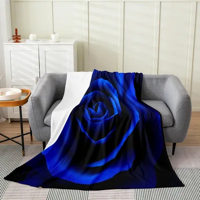 Blue Rose Close Up Blanket: A Dramatic Floral Print