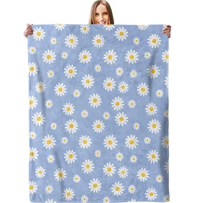 White Daisies on Blue Blanket No. 2: A Floral Throw for Nature Lovers
