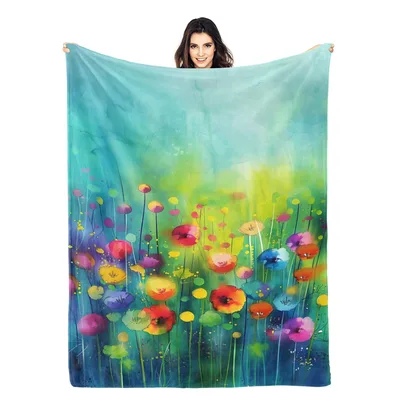 Watercolor Wildflower Meadow Blanket: A Splash of Color for Your Sofa