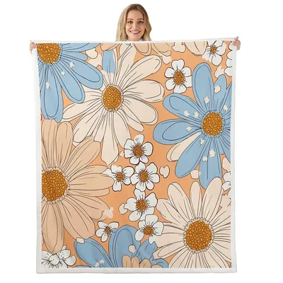 Groovy Pastel Flower Pattern Blanket: Retro Daisy Design