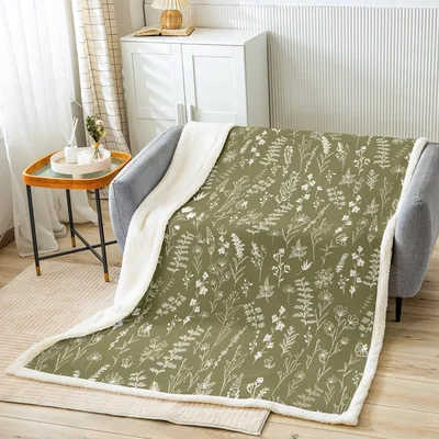 Vintage Wildflower Botanical Pattern Blanket