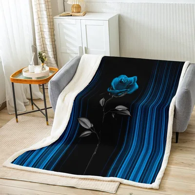 Blue Stripes with Blue Blanket: A Rose and Ombre Design