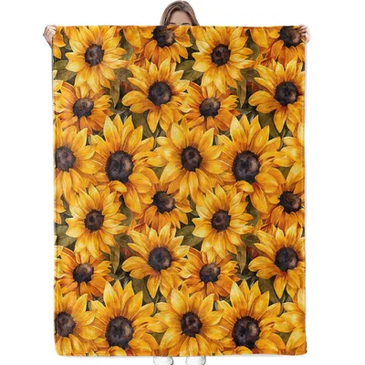 Sunflower Field Pattern Blanket: Golden Floral Throw for Cozy Days