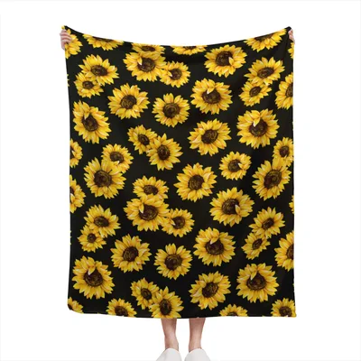Sunflower Pattern on Black Blanket No. 2 – Sunflower Pattern