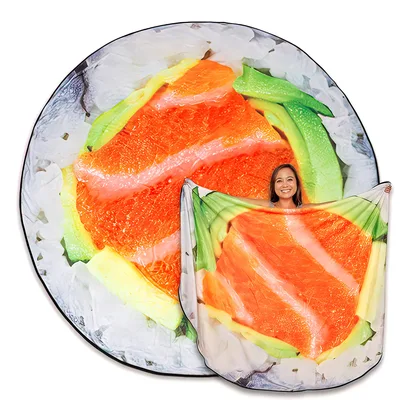 Sushi Roll Blanket: Giant Salmon Sushi Print for Foodies