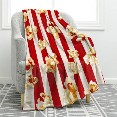 Red Striped Popcorn Blanket for Movie Lovers