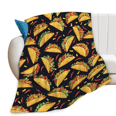 Taco Pattern Food Blanket features a lively print of crispy