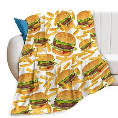 Hamburger French Fries Food Blanket