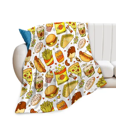 Fast Food Doodle Pattern Blanket