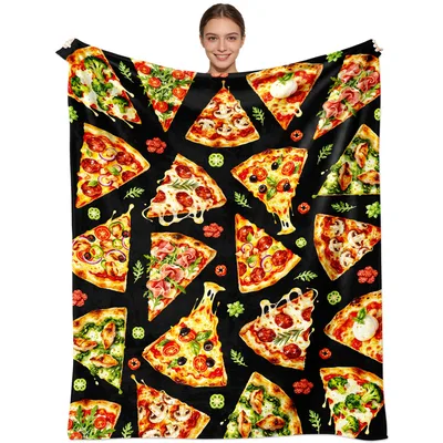 Pizza Slice Blanket: A Pattern of Cheesy Toppings