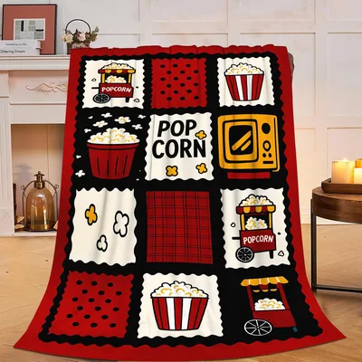 Popcorn Quilt Patchwork Pattern Blanket for Movie Lovers