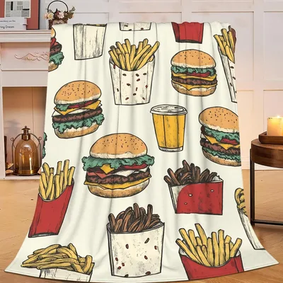 Burgers Fries Food Pattern Blanket