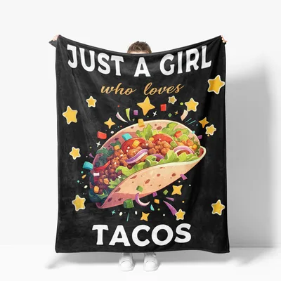 Taco Lover's Starry Night Blanket: Just a Girl Who Loves Tacos Design