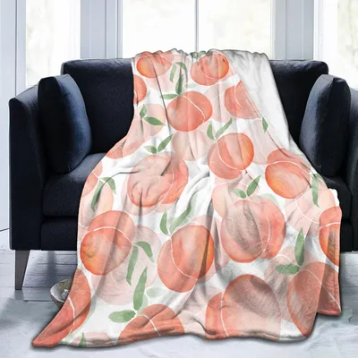 Peach Print Blanket: Watercolor Fruit Pattern for Foodies