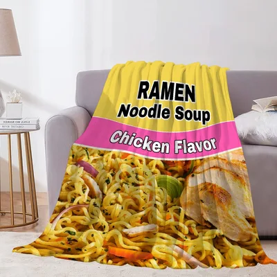 Yellow Ramen Chicken Noodle Blanket: Instant Noodle Design for Foodies