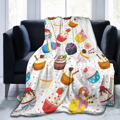 Cupcake Pattern Sprinkles Blanket: Sweet Dessert Throw for Bakers